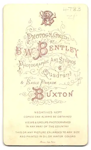Fotografie B. W. Bentley, Buxton, 6, Quadrant, Portrait junge Dame mit Hochsteckfrisur