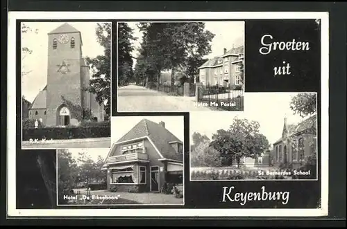 AK Groeten /Keyenburg, Hotel De Elkenboom, St. Bernardus School