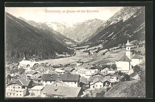 AK Gossensass, Panorama mit Ort und Berglandschaft