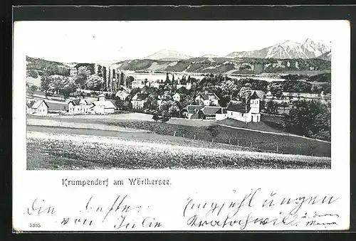 AK Krumpendorf, Panorama mit Ort und Landschaft