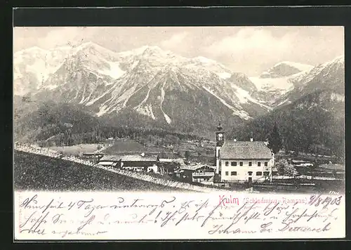 AK Kulm, Panorama mit Ort und Bergkulisse