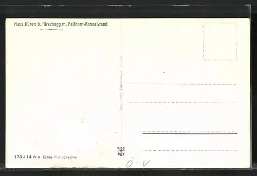 AK Hirschegg, Panorama mit Haus Küren und Bergkulisse