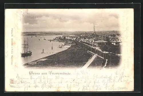 AK Travemünde, Ort mit Hafen und Schiffen