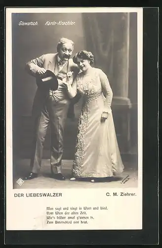 AK Operette Der Liebeswalzer, Glawatsch und Karin-Krachler in Pose