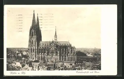 AK Köln a. Rh., Totalansicht mit Dom