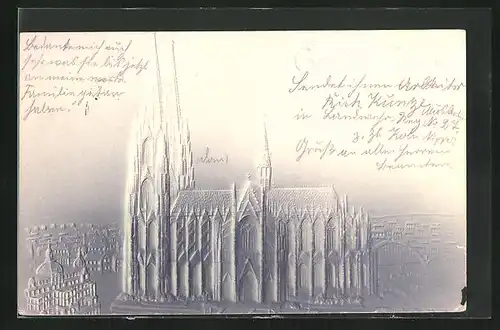 Präge-Airbrush-AK Köln, Dom