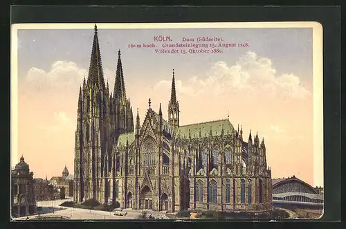 AK Köln, Dom Südseite, Grundsteinlegung 1248, Vollendet 1880