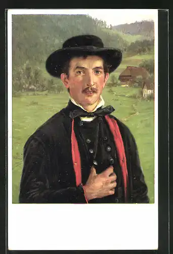 Künstler-AK Wilhelm Hasemann: Mann in Tracht