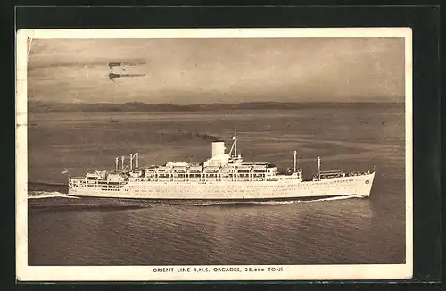 AK Passagierschiff RMS Orcades aus der Ferne, Orient Line