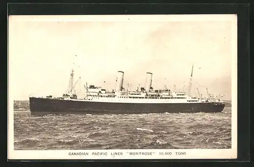 AK Passagierschiff Montrose bei Wellengang, Canadian Pacific Line