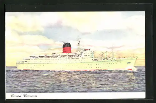 AK Passagierschiff Carmania in der frühen Dämmerung, Cunard
