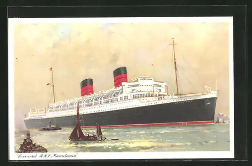 AK R.M.J. Mauretania, Schiff läuft in den Hafen ain