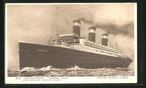 AK Passagierschiff S. S. Leviathan auf hoher See
