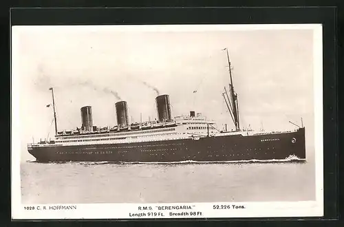 AK Passagierschiff R. M. S. Berengaria in voller Fahrt