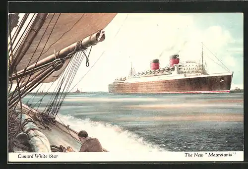 AK Passagierschiff Mauretania in Fahrt