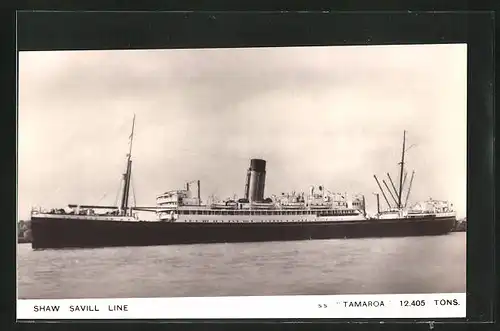 AK Passagierschiff S. S. Tamaroa vor der Küste