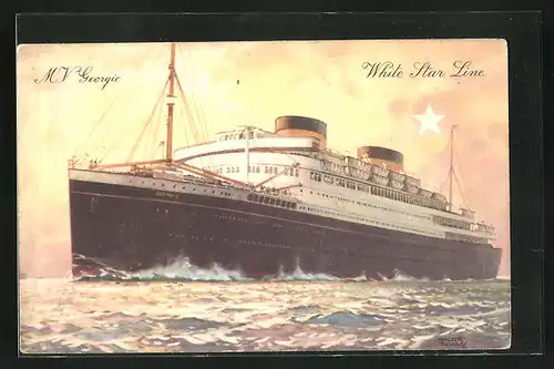 Künstler-AK Passagierschiff M. V. Britannic, White Star Line