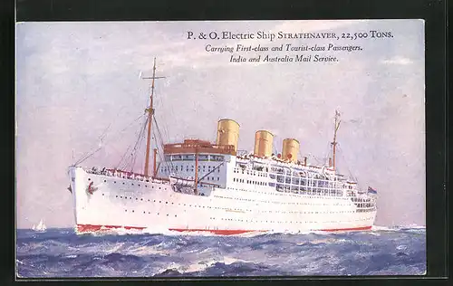 Künstler-AK Passagierschiff P. & O. Electric Ship Strathnaver