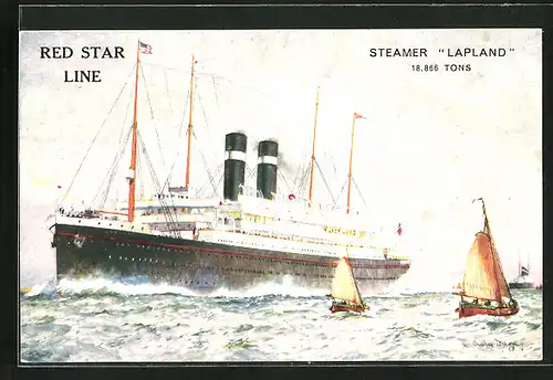 Künstler-AK Passagierschiff Steamer Lapland, Red Star Line