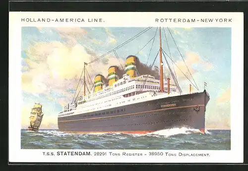 Künstler-AK Passagierschiff TSS Statendam, Holland-America-Line