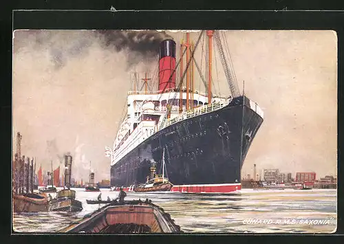 Künstler-AK RMS Saxonia, Cunard White Star