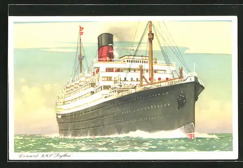 Künstler-AK Passagierschiff RMS Scythia, Cunard White Star