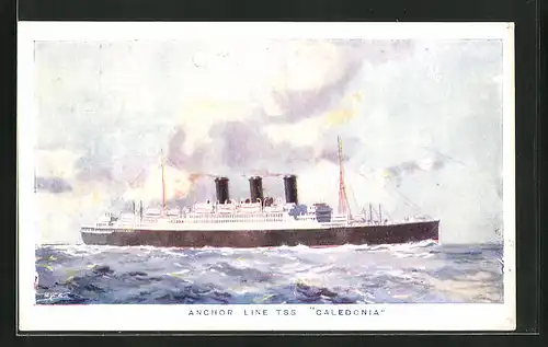 Künstler-AK Passagierschiff TSS Caledonia, Anchor Line