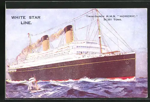 Künstler-AK Twin-Srew RMS Homeric, White Star Line