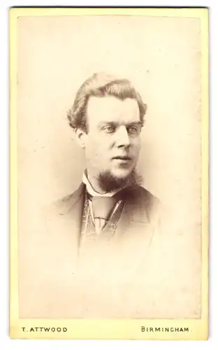 Fotografie T. Attwood, Birmingham, 105, Great Hampton Street, Portrait charmanter Herr mit Kinnbart