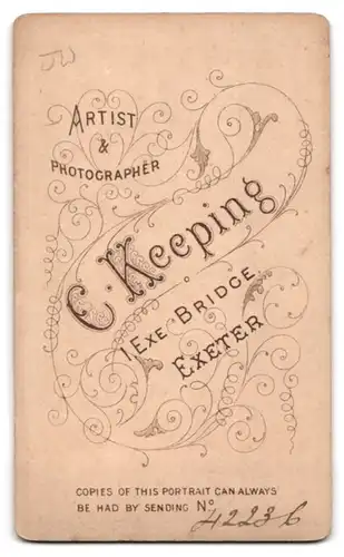 Fotografie C. Keeping, Exeter, 1, Exe Bridge, Portrait junger Herr mit Seitenscheitel