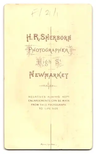 Fotografie H. R. Sherborn, Newmarket, High St., Portrait älterer Herr mit Backenbart