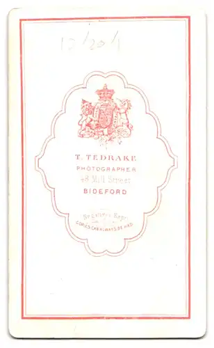 Fotografie T. Tedrake, Bideford, 48, Mill Street, Portrait junge Dame im Kleid mit Kreuzkette