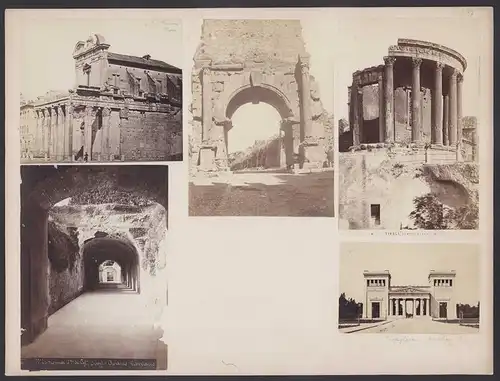 5 Fotografien unbekannter Fotograf, Ansicht Rom, Forum zu Rom, Cripto Portico Tiberiano, Tivoli Tempio Sibilla, München