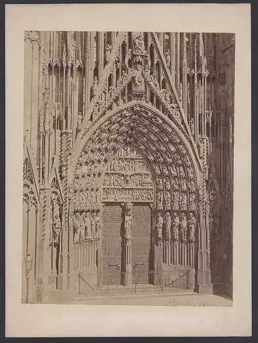 Fotografie unbekannter Fotograf, Ansicht Strassburg, West-Portal des Strassburger Münster, Grossformat 32 x 23cm