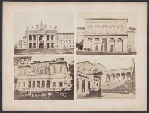 4 Fotografien unbekannter Fotograf, Ansicht Rom, Villa Borghese, Scala Santa, Monte Casino Innenhof, 32 x 24cm