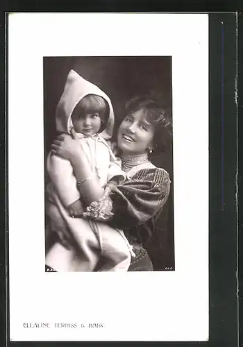 AK Schauspieler Ellaline Terriss & Baby lächelnd in die Kamera