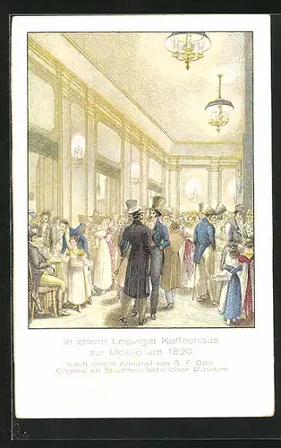 Künstler-AK Leipzig, Cafe-Haus zur Messe um 1820