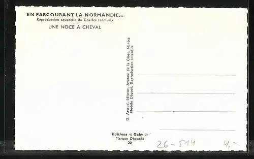 Künstler-AK Charles Homualk: La Normandie, Une Noce a Cheval
