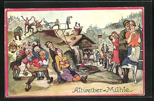 Künstler-AK Hans Boettcher: Altweiber-Mühle