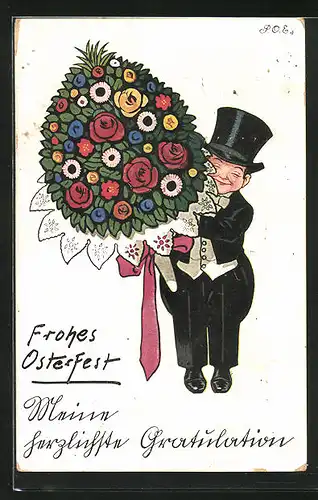 Künstler-AK P. O. Engelhard (P.O.E.): Blumenstrauss zum Osterfest