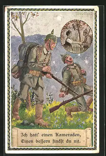 Künstler-AK Carl Münch: Zwei Soldaten mit Pickelhaube