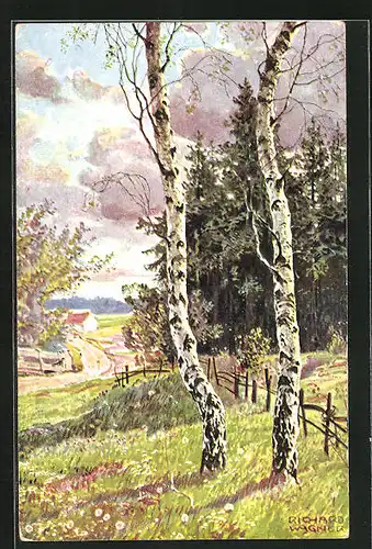 Künstler-AK Richard Wagner: Birken in der Sonne