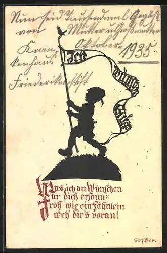 Künstler-AK Georg Plischke: Junge mit Fahne