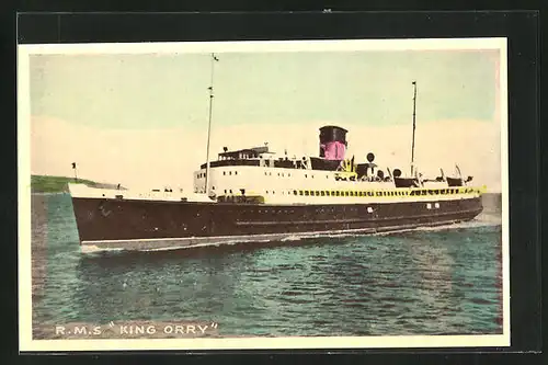 AK Passagierschiff RMS King Orry vor Küste