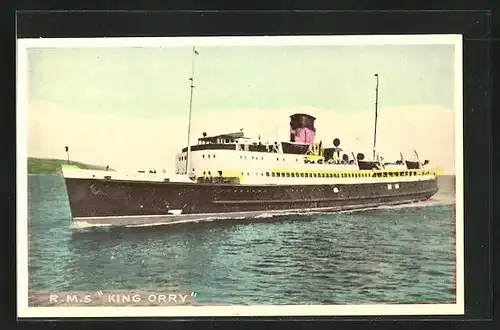 AK Passagierschiff RMS King Orry vor Küste