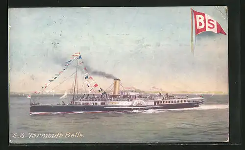 AK Passagierschiff SS Yarmouth Belle mit Flaggengala