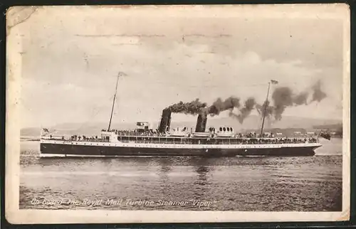 AK Royal Mail Turbine Steamer Viper, Passagierschiff unter Volldampf