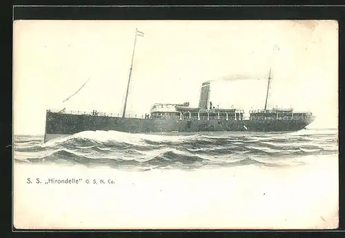 AK Passagierschiff SS Hirondelle bei unruhiger See