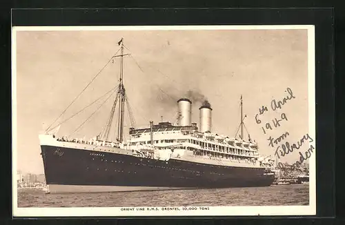 AK Passagierschiff RMS Orontes, Orient Line