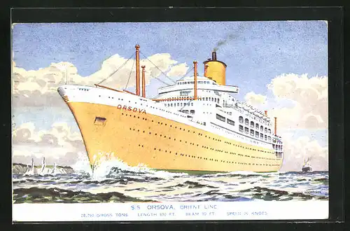 Künstler-AK Passagierschiff SS Orsova, Orient Line